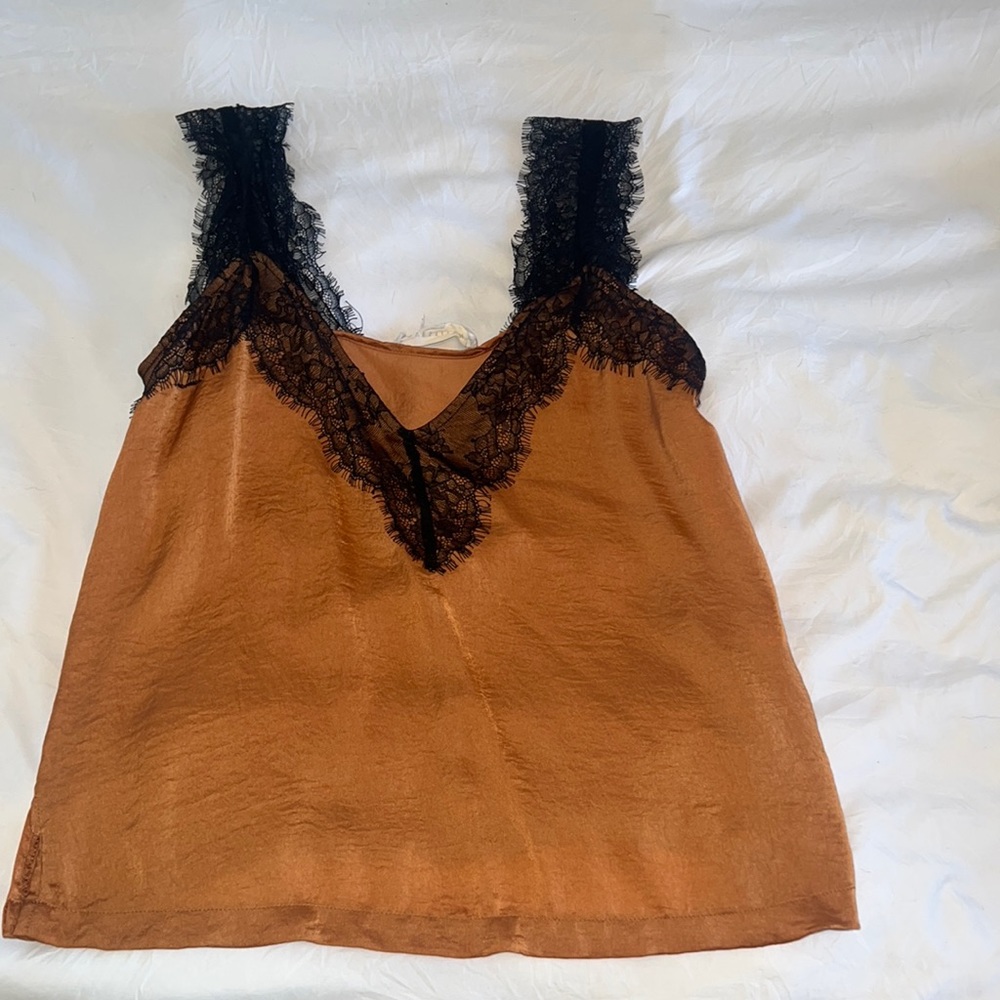 Burnt orange lace tank